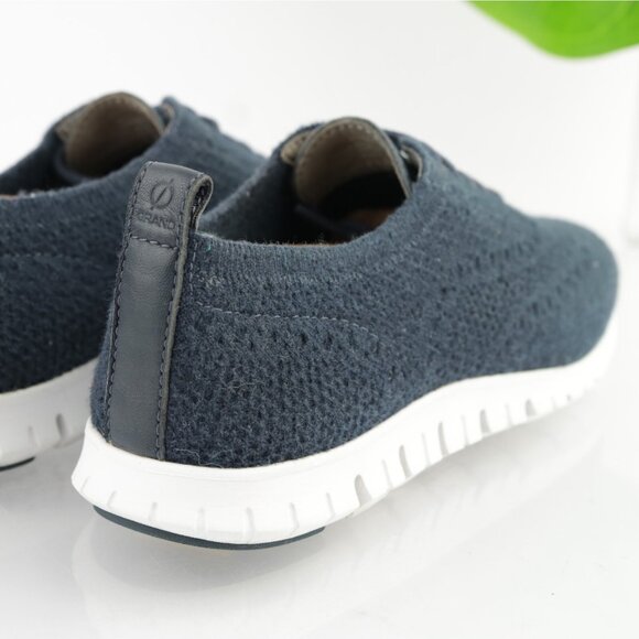 Cole Haan Womens Zerogrand Oxford Sneakers Size 8 Navy Blue Knit Wingtip Shoes - Picture 3 of 11